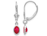 1.25 Carat (ctw) Leverback Ruby Dangle Earrings in 14K White Gold
